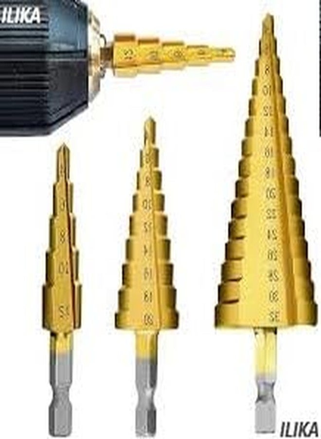 ILIKA 3X Large HSS Steel Step Cone Drill Titanium Bit Set Hole Cutter 4-12/20/32mm - Image 5